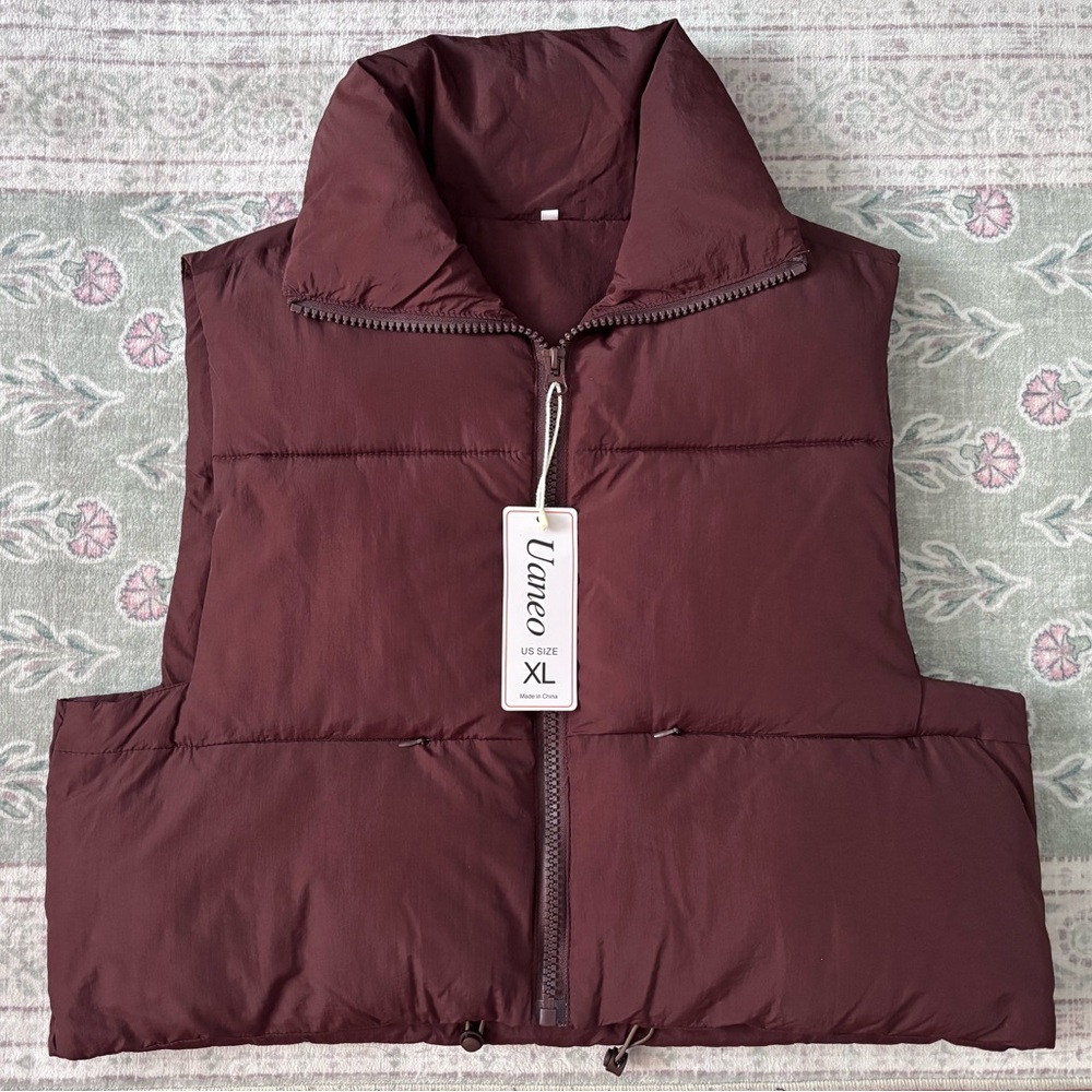 NWT | Cropped Puffer Vest - Brown